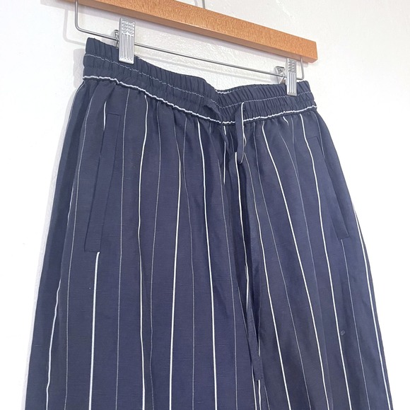 ALIGNE Pinstripe Lyocell Linen Wrap Front Shirt and Wide Leg Pants Sets Size 2 - Picture 10 of 15